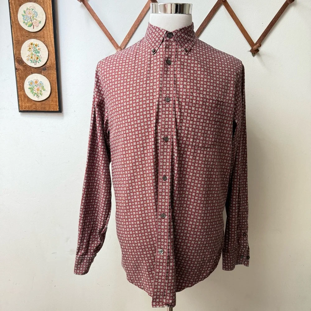 Retro Hippie Floral Geometric Patterned Button Up Shirt